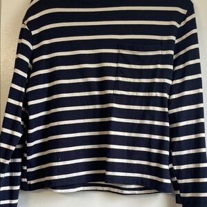 Abercrombie & Fitch Navy and White Striped Tee